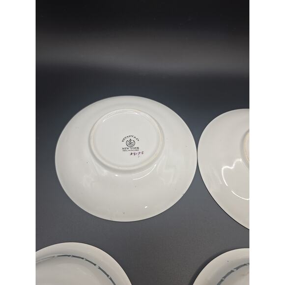 Tiffany & Co JC & Sons Navy Floral Flowers Tea Cup & Saucer England Numbered Set - Picture 6 of 7